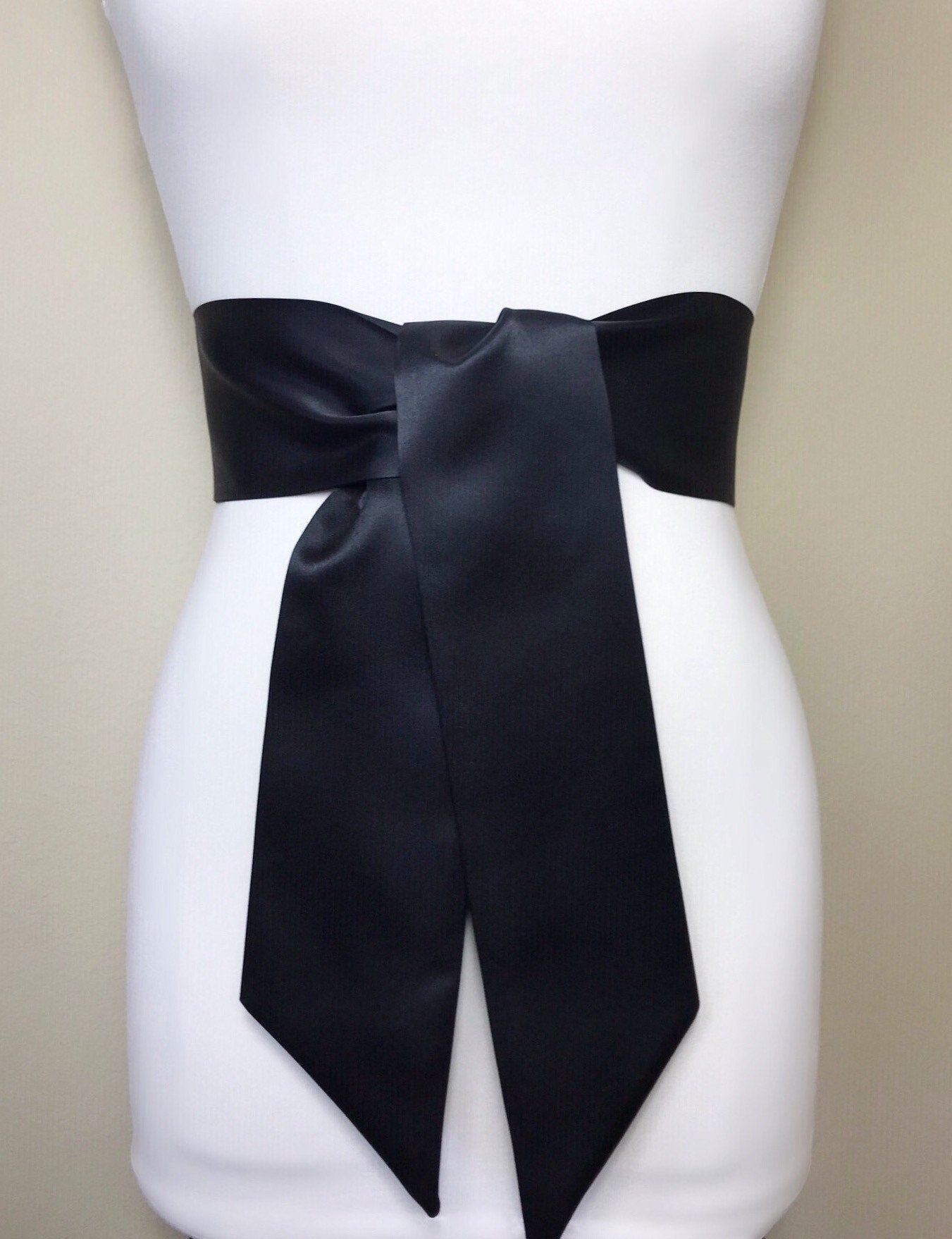 Wide Black Matte Satin Sash Belt by Satin Swank Wide Black Matte Satin Sash Belt by Satin Swank