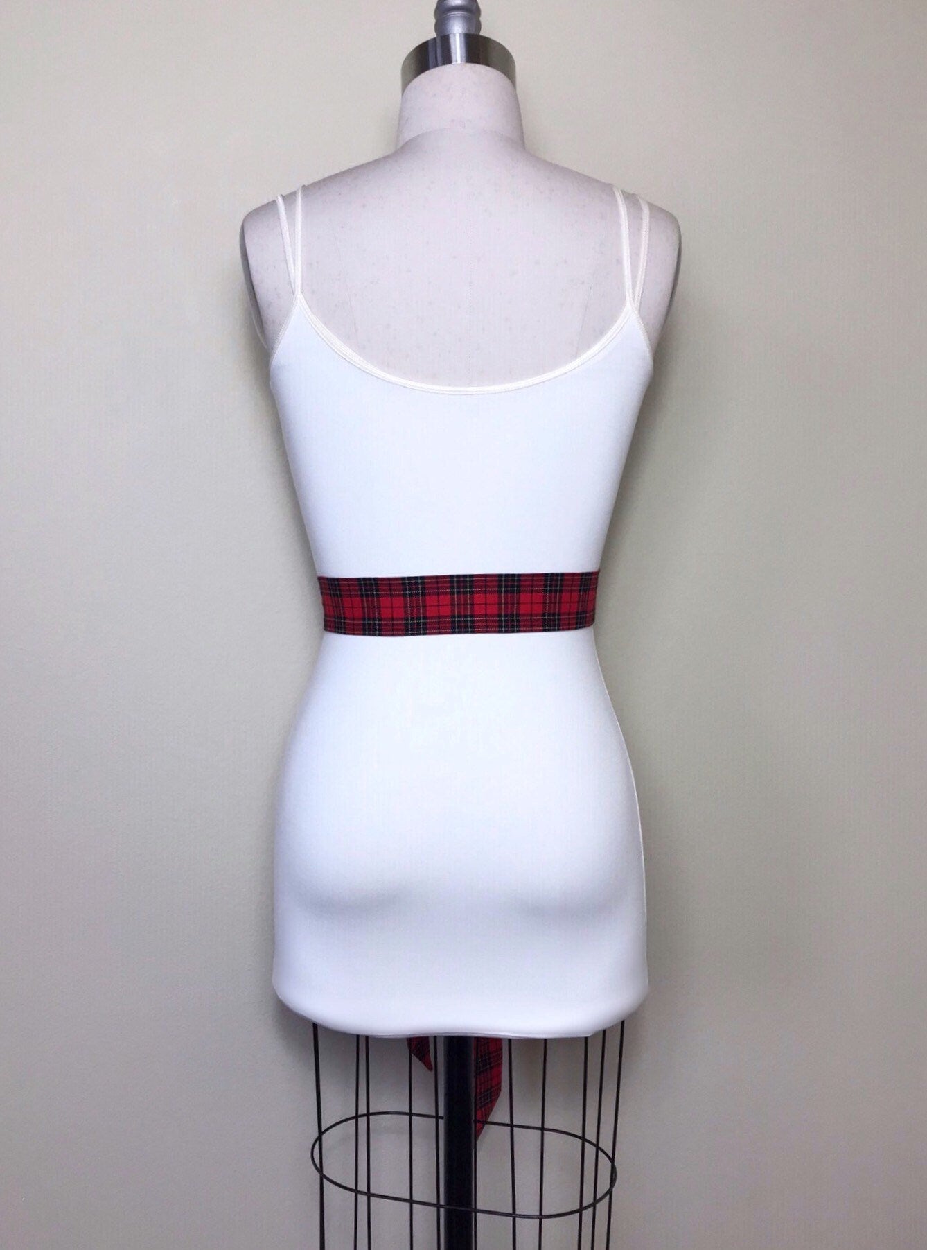Narrow Red & Black Plaid Sash, Black and Red Tartan Sash Belt, Red Black Tartan Sash, Tartan Accessories, Red Plaid Sash, Satin Swank