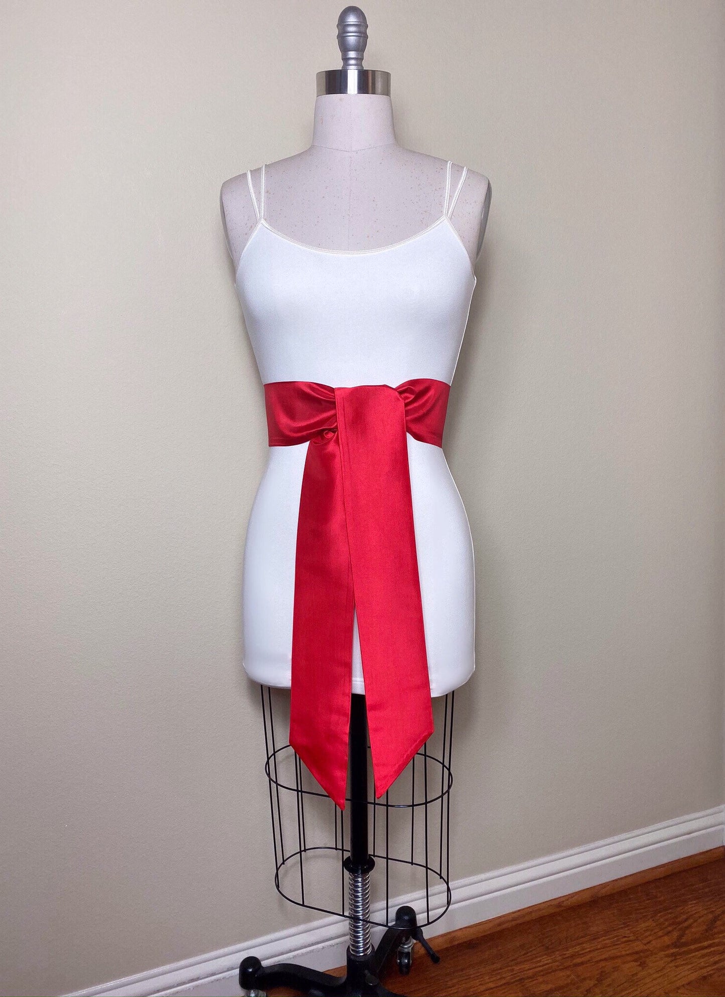 Crisp Taffeta Sash in Bright Red, Taffeta Bow Belt, Formal Dress Sash, Christmas Sash, Holiday Sash, Satin Swank