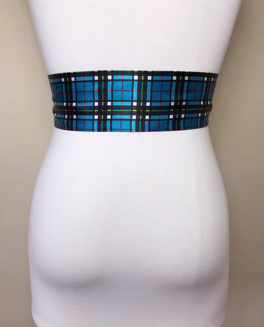 Thomson Tartan Sash, Scottish Tartan Belt, Blue Plaid Sash Belt, Clan Thomson Tartan Accessories, Thompson Tartan Sash Belt, Satin Swank