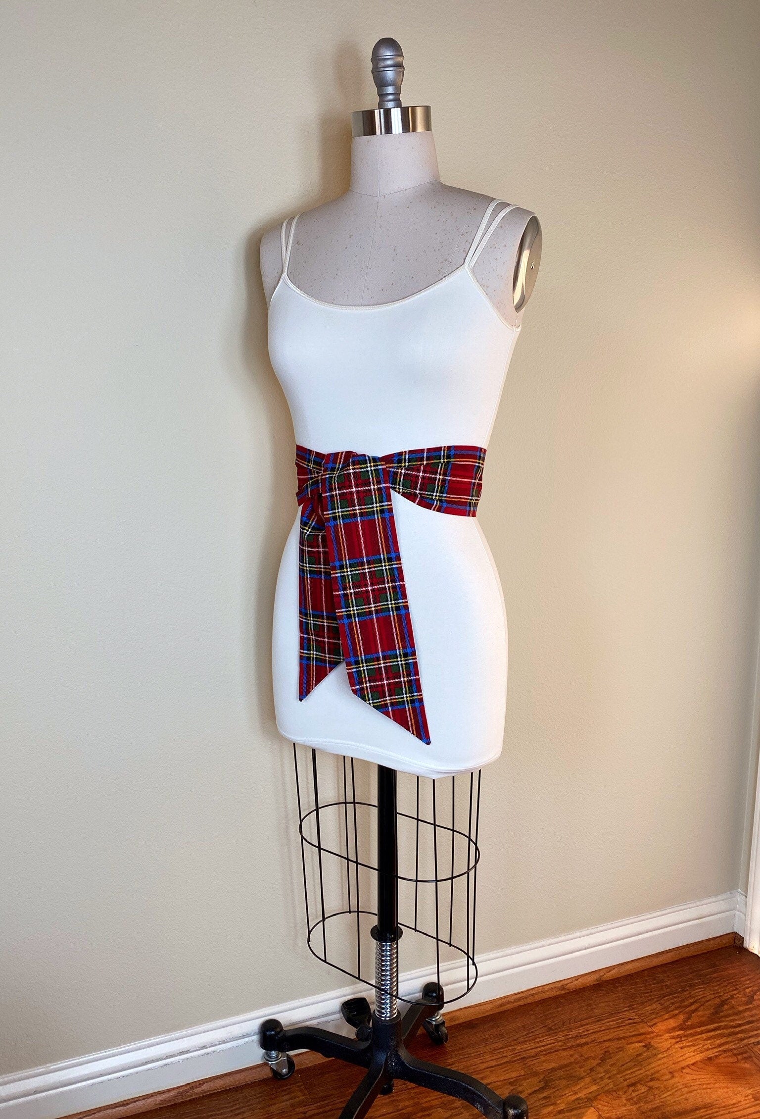 Deep Red Royal Stewart Tartan Sash Belt, Stewart Clan Tartan Plaid Sash, Red Plaid Sash, Red Tartan, Scottish Tartan Accessories Satin Swank