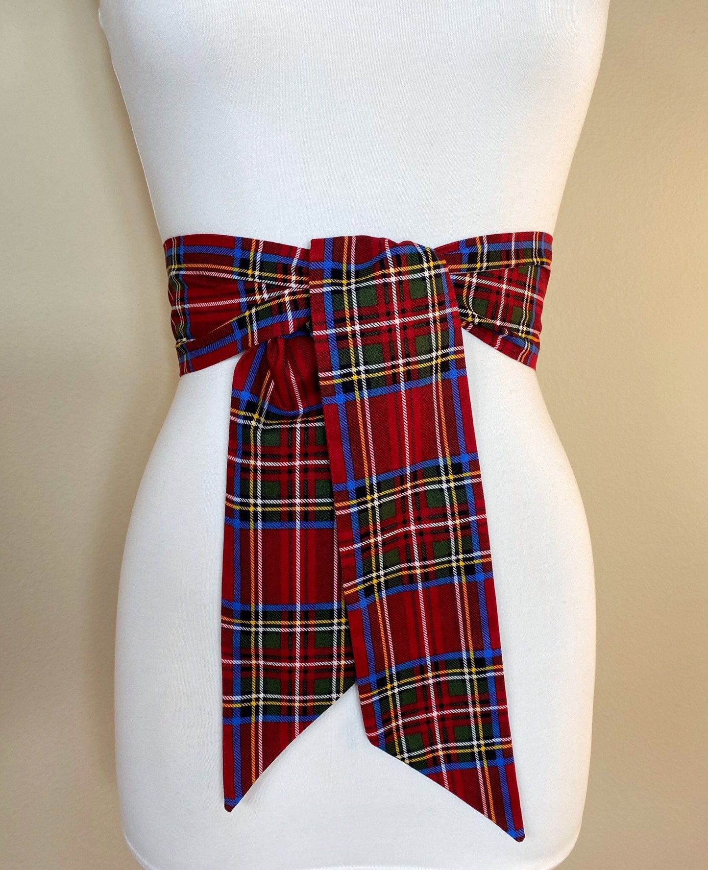 Deep Red Royal Stewart Tartan Sash Belt, Stewart Clan Tartan Plaid Sash, Red Plaid Sash, Red Tartan, Scottish Tartan Accessories Satin Swank