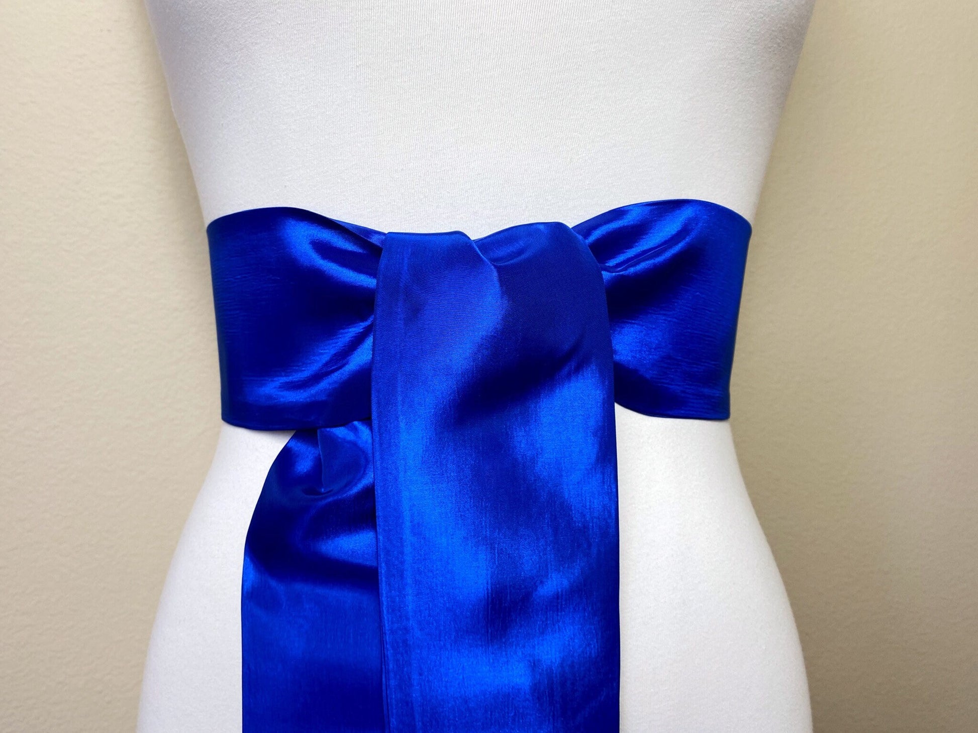 Crisp Taffeta Sash in Electric Blue, Bright Royal Blue Taffeta Bow Belt, Formal Dress Sash, Taffeta Dress Sash, Holiday Sash, Satin Swank