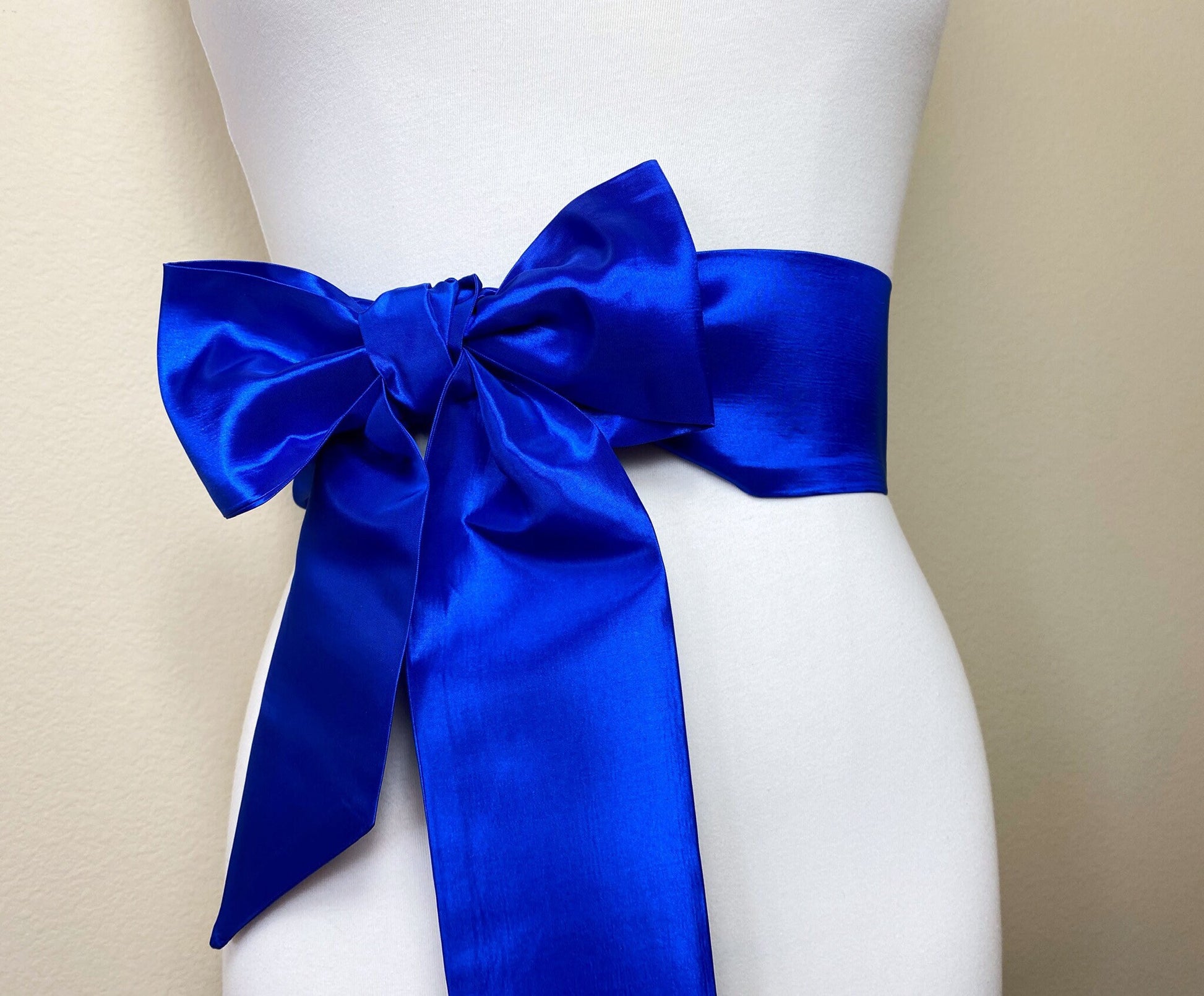 Crisp Taffeta Sash in Electric Blue, Bright Royal Blue Taffeta Bow Belt, Formal Dress Sash, Taffeta Dress Sash, Holiday Sash, Satin Swank