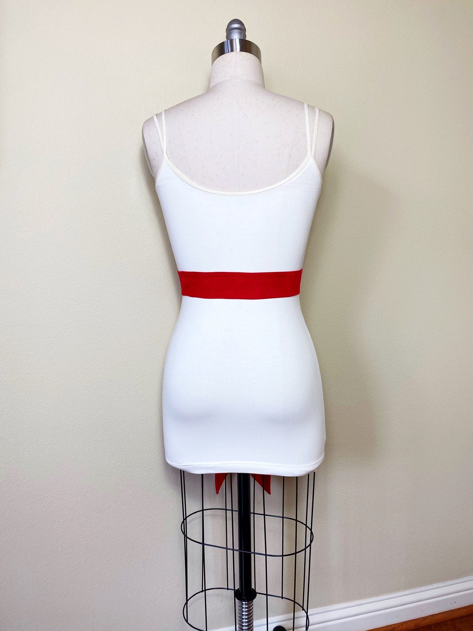 Narrow Ultra Suede Sash in True Red, Suede Cloth Sash Belt, Red Microsuede Sash, Suede Accessories Christmas Red Ultrasuede Belt Satin Swank