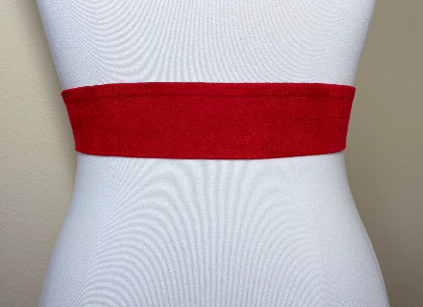 Narrow Ultra Suede Sash in True Red, Suede Cloth Sash Belt, Red Microsuede Sash, Suede Accessories Christmas Red Ultrasuede Belt Satin Swank