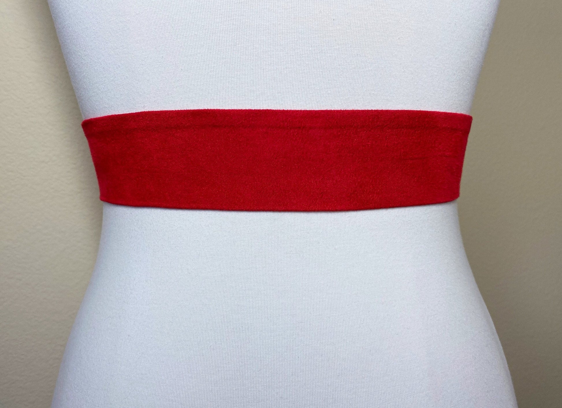 Narrow Ultra Suede Sash in True Red, Suede Cloth Sash Belt, Red Microsuede Sash, Suede Accessories Christmas Red Ultrasuede Belt Satin Swank