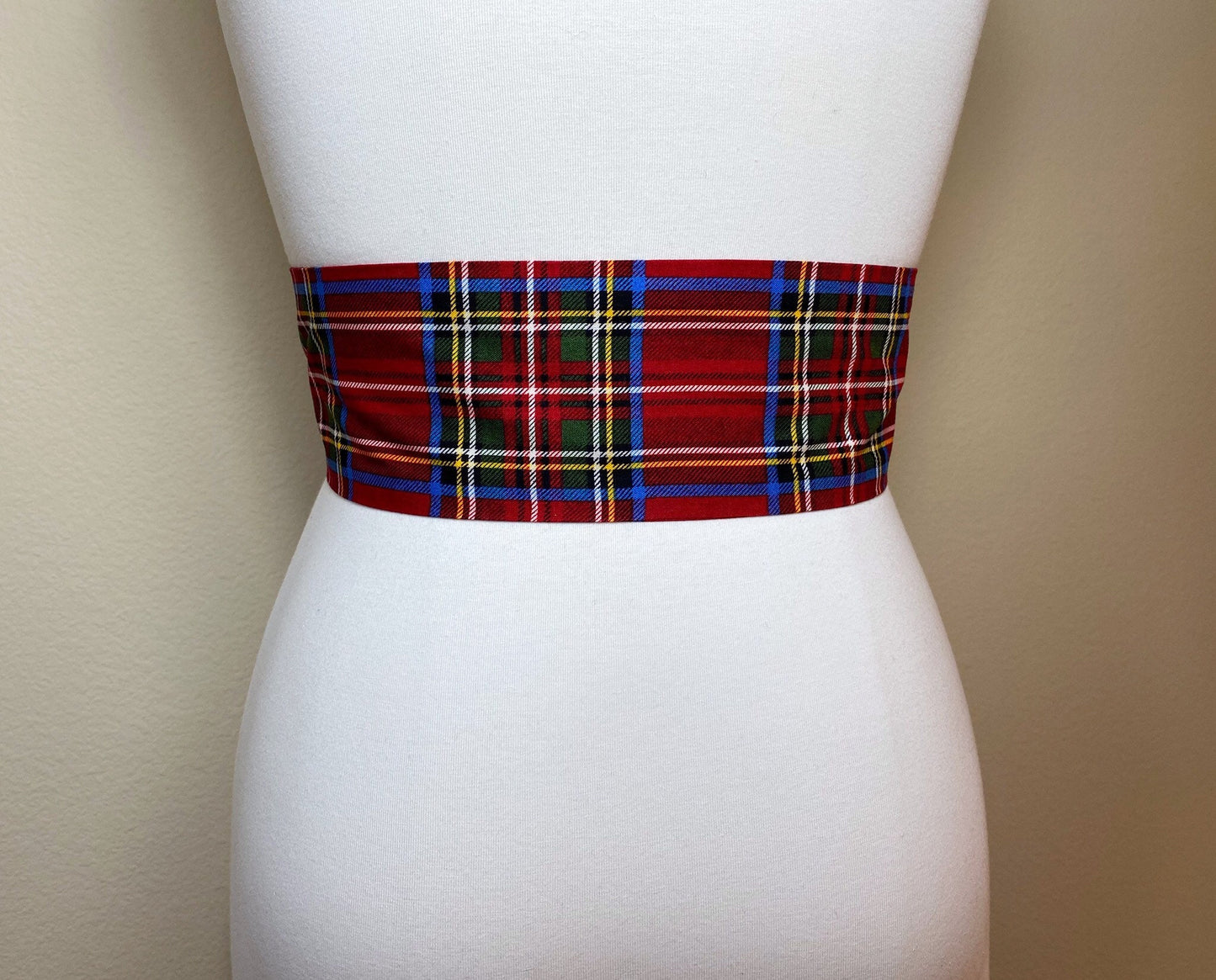 Deep Red Royal Stewart Tartan Sash Belt, Stewart Clan Tartan Plaid Sash, Red Plaid Sash, Red Tartan, Scottish Tartan Accessories Satin Swank