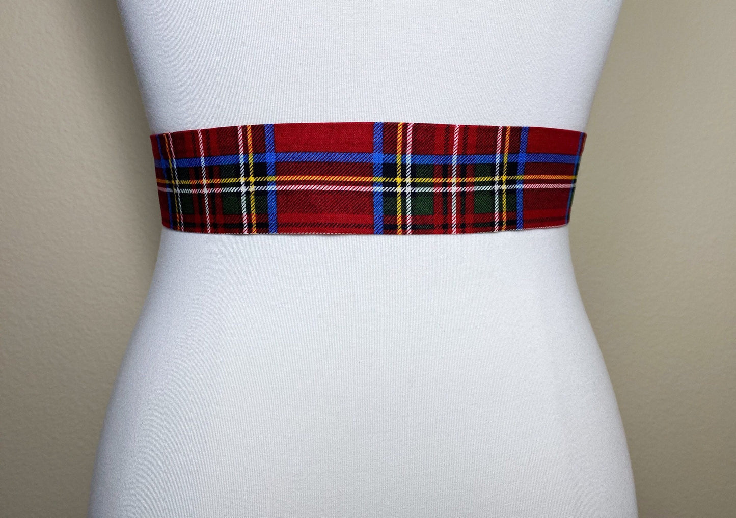 Narrow Cranberry Red Royal Stewart Tartan Sash, Stewart Tartan Sash Belt, Dark Red Plaid Sash, Deep Red Tartan Accessories, Satin Swank