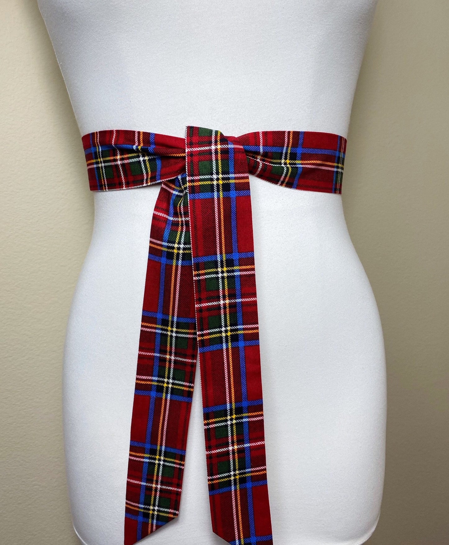 Narrow Cranberry Red Royal Stewart Tartan Sash, Stewart Tartan Sash Belt, Dark Red Plaid Sash, Deep Red Tartan Accessories, Satin Swank