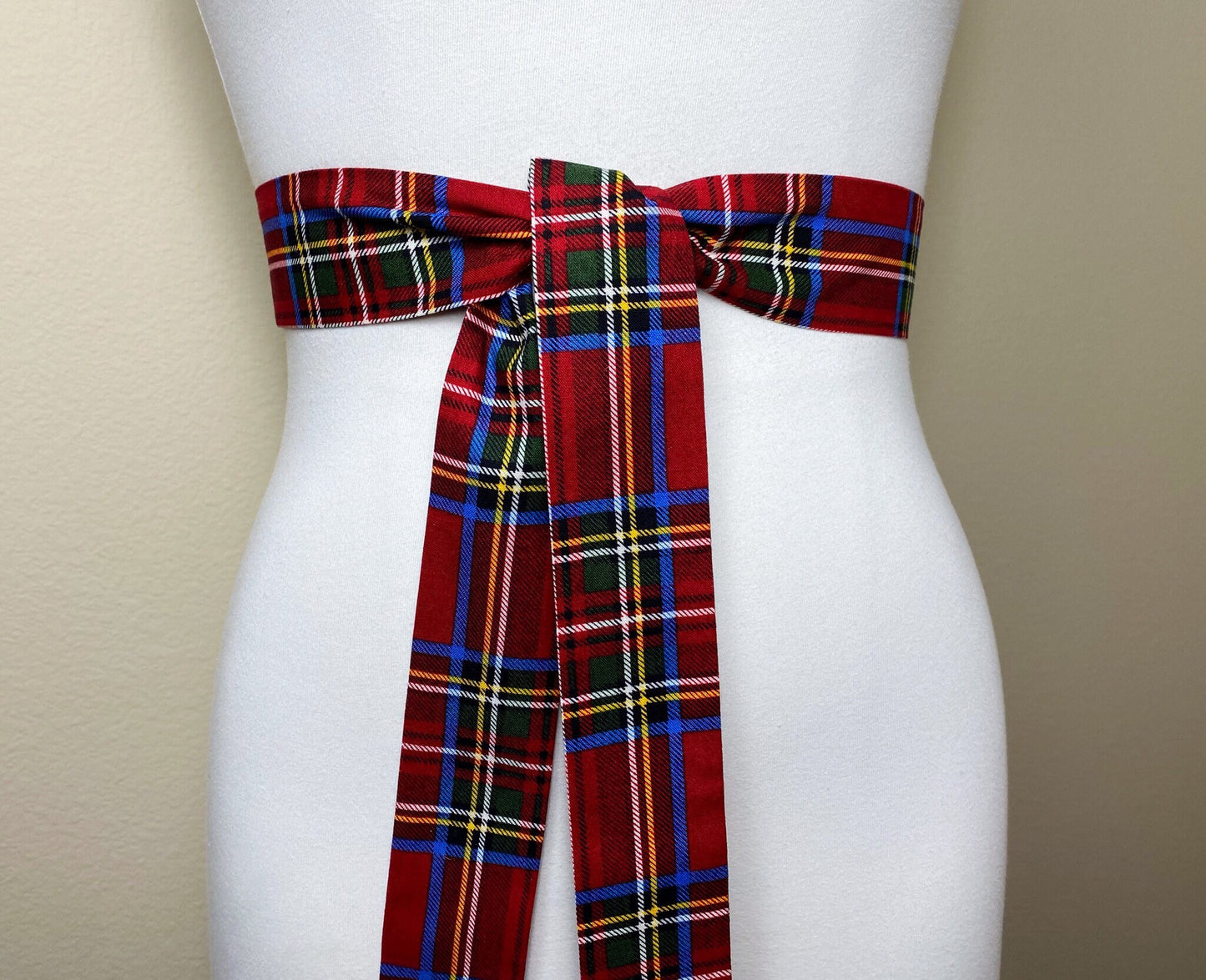 Narrow Cranberry Red Royal Stewart Tartan Sash, Stewart Tartan Sash Belt, Dark Red Plaid Sash, Deep Red Tartan Accessories, Satin Swank