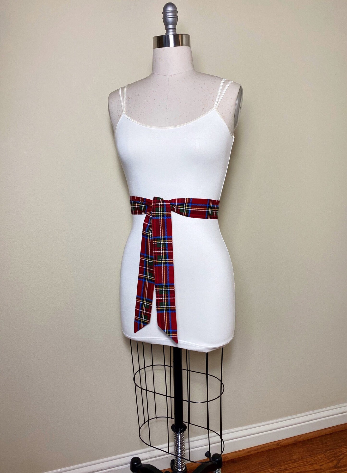 Narrow Cranberry Red Royal Stewart Tartan Sash, Stewart Tartan Sash Belt, Dark Red Plaid Sash, Deep Red Tartan Accessories, Satin Swank