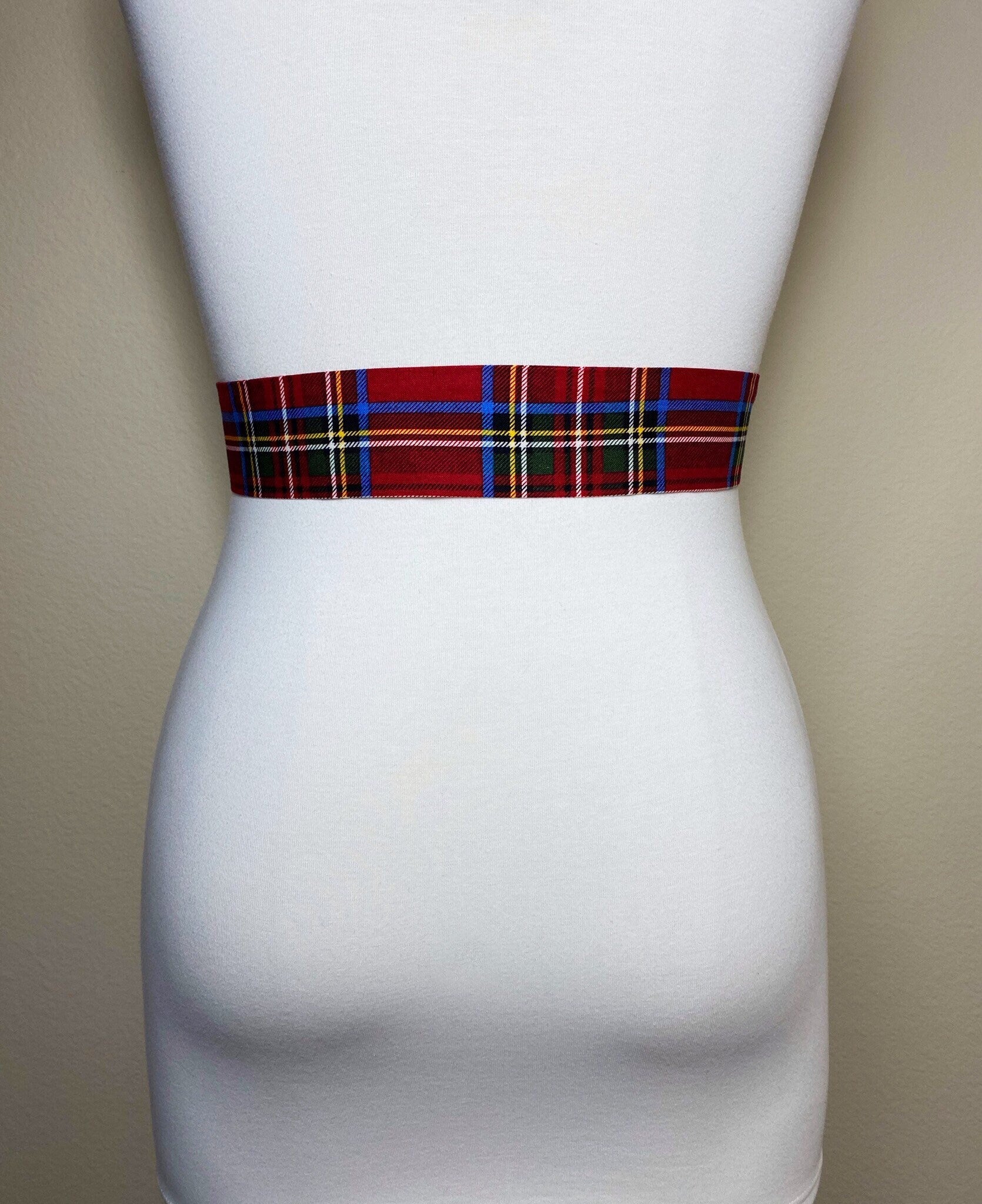 Narrow Cranberry Red Royal Stewart Tartan Sash, Stewart Tartan Sash Belt, Dark Red Plaid Sash, Deep Red Tartan Accessories, Satin Swank