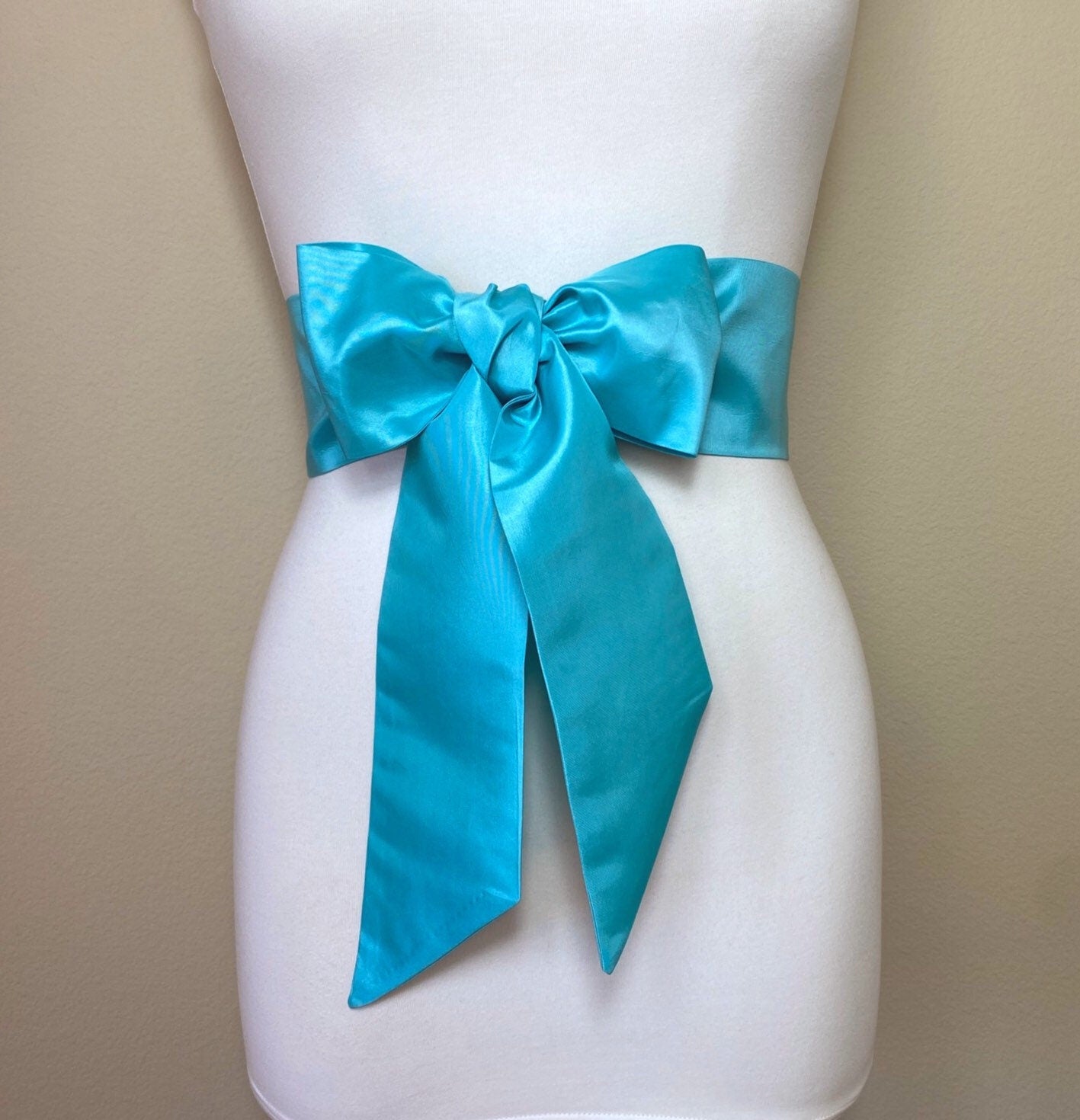 Crisp Taffeta Sash in Tiffany Blue, Taffeta Bow Belt, Formal Dress Sash, Tiffany Blue Sash, Aqua Blue Taffeta Sash, Satin Swank