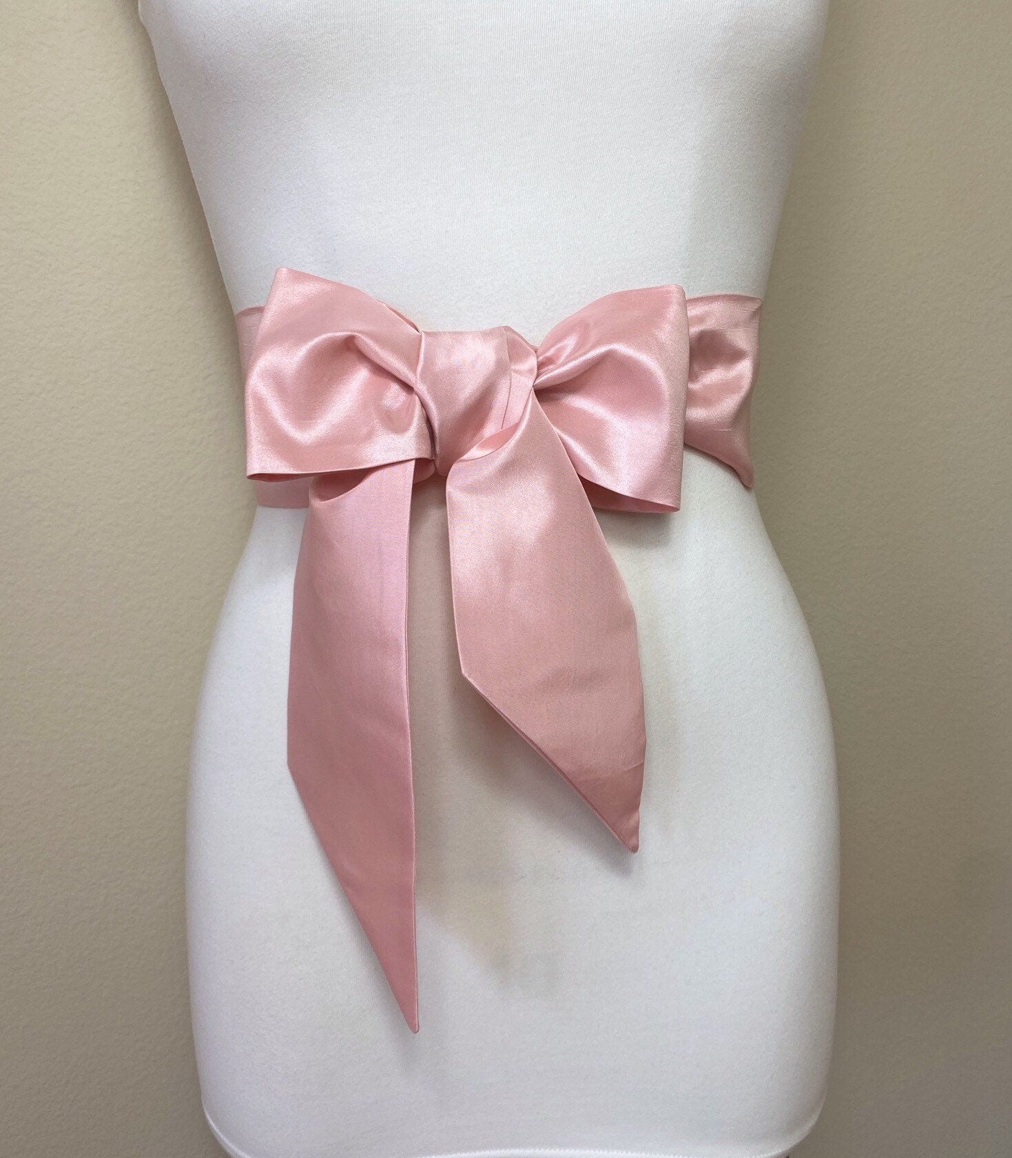 Crisp Taffeta Sash in Warm Blush, Blush Taffeta Bow Belt, Formal Dress Sash, Warm Blush Sash Belt, Taffeta Blush Sash, Satin Swank