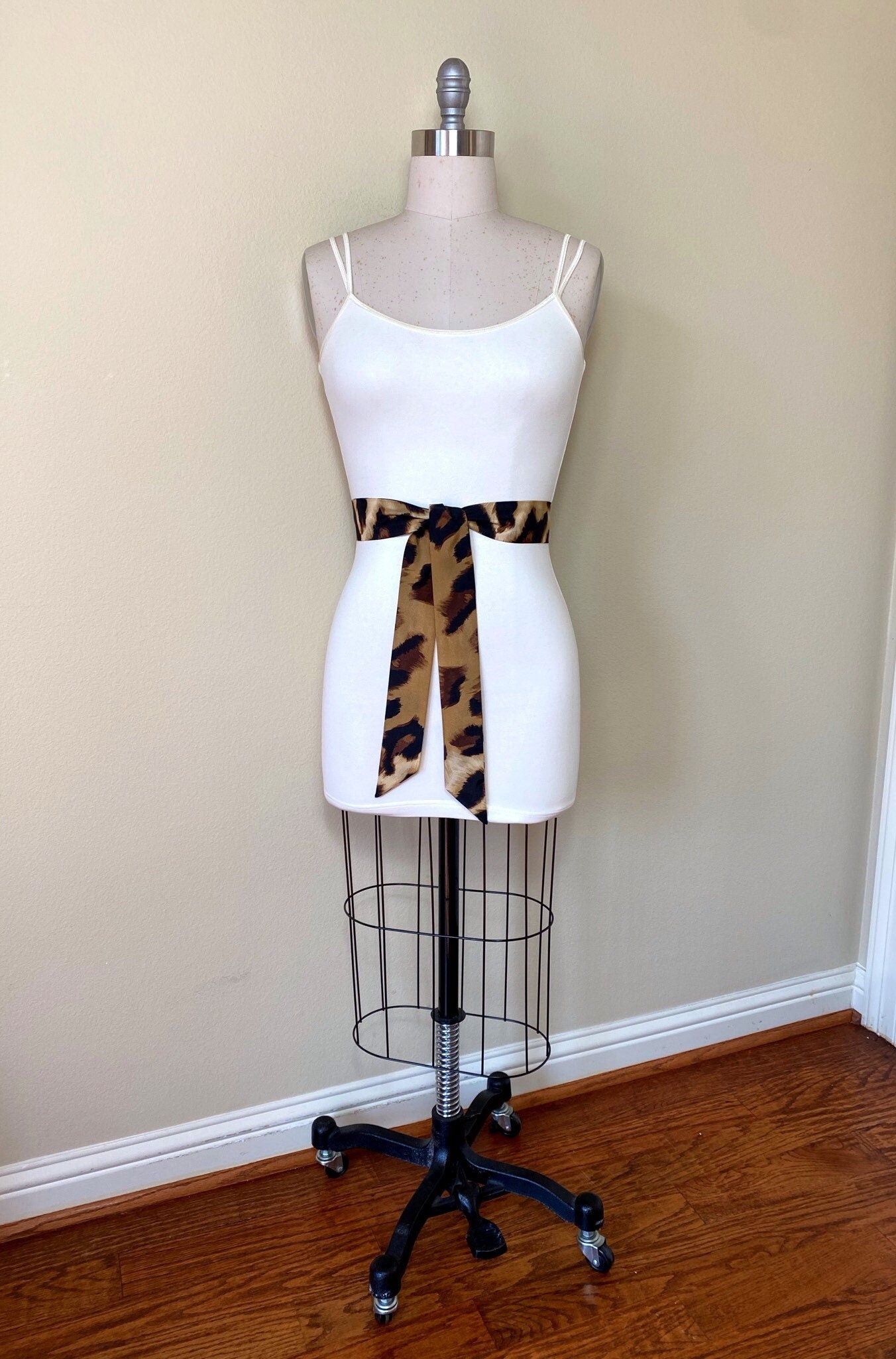 Big Cat Leopard Sash Belt, Narrow Leopard Print Sash Belt, Animal Print Sash, Brown Leopard Belt, Leopard Print Accessories, Satin Swank