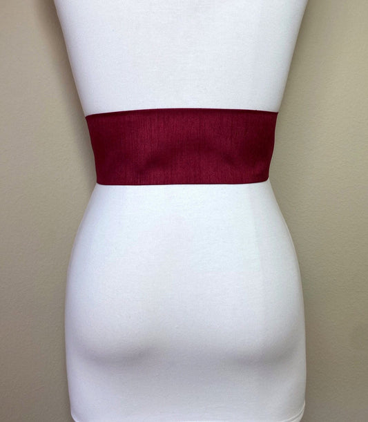 Wide Textured Burgundy Sash Belt, Burgundy Dupioni Sash, Burgundy Dress Sash, Dupioni Fabric Belt, Burgundy Wedding & Bridesmaid Satin Swank