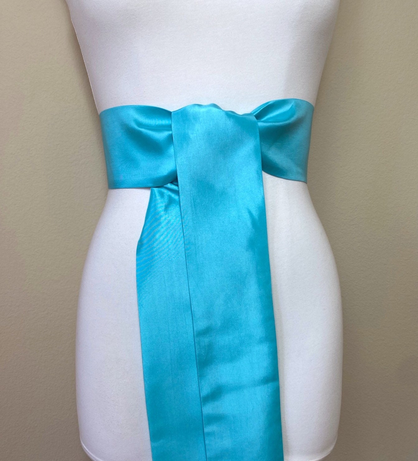 Crisp Taffeta Sash in Tiffany Blue, Taffeta Bow Belt, Formal Dress Sash, Tiffany Blue Sash, Aqua Blue Taffeta Sash, Satin Swank