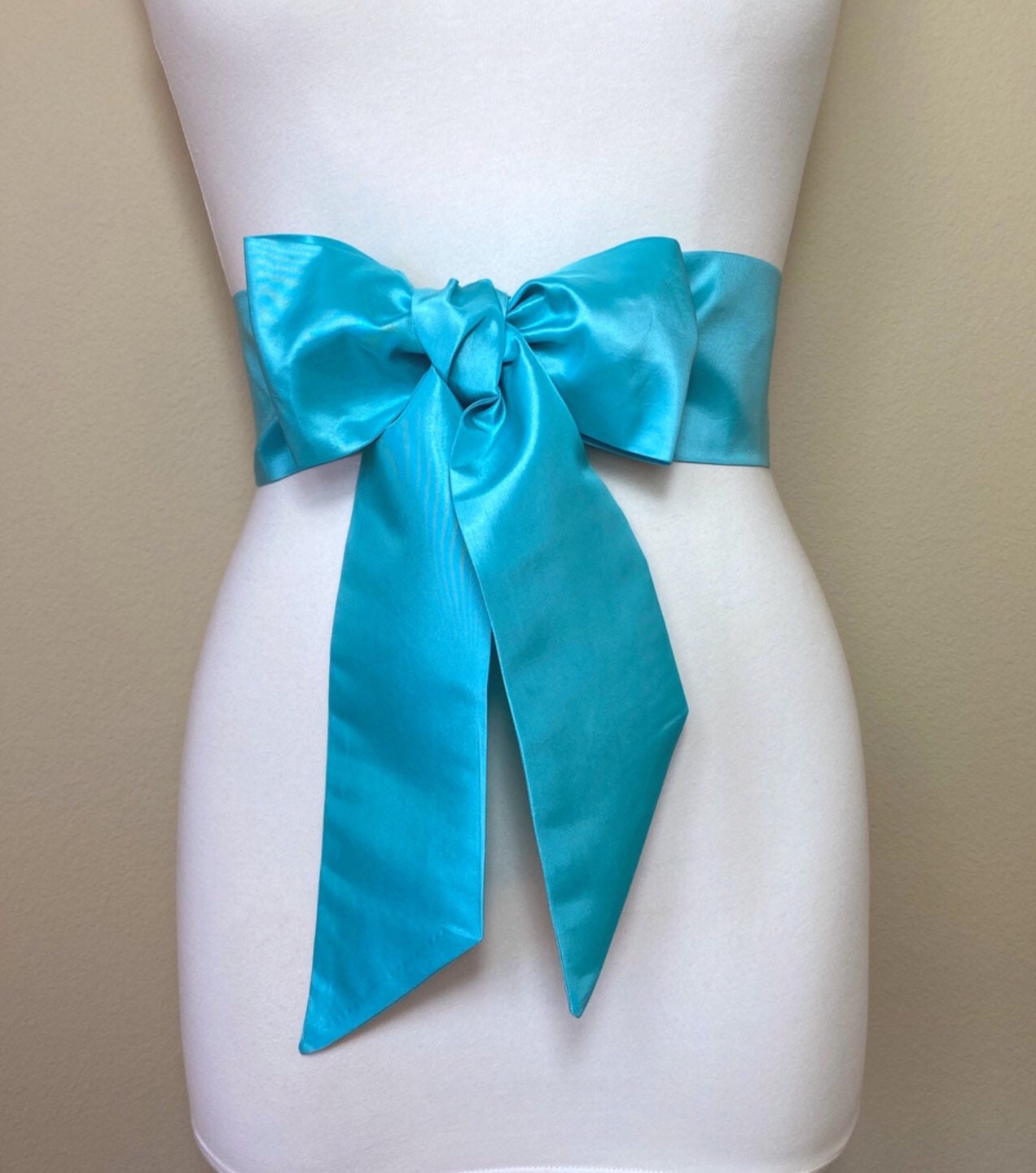 Crisp Taffeta Sash in Tiffany Blue, Taffeta Bow Belt, Formal Dress Sash, Tiffany Blue Sash, Aqua Blue Taffeta Sash, Satin Swank