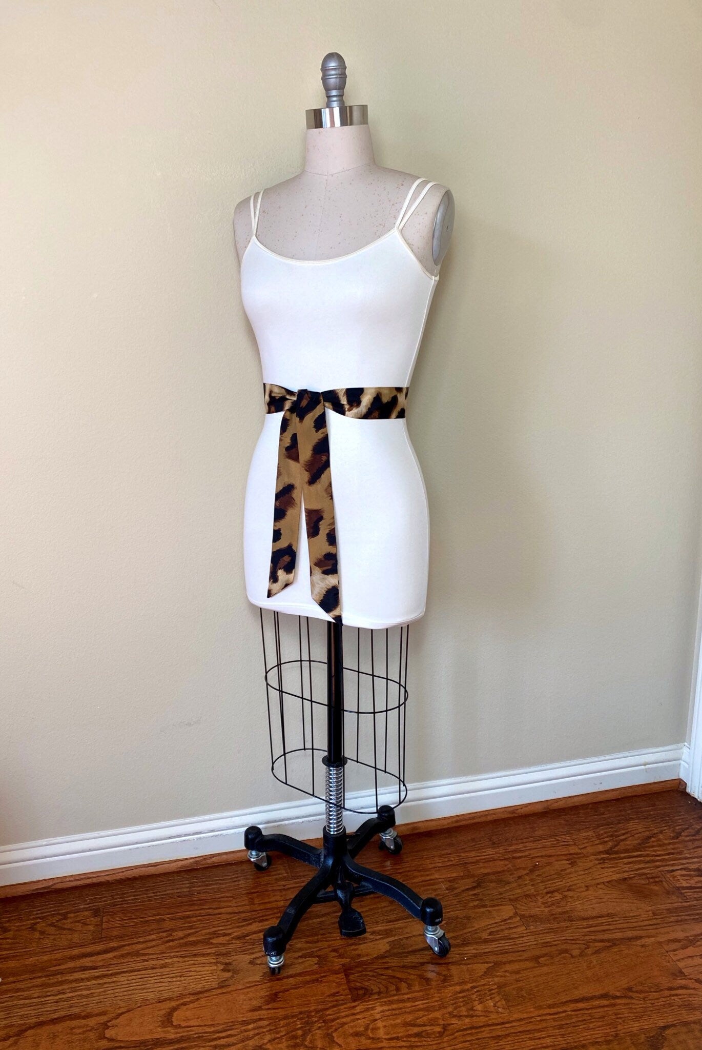 Big Cat Leopard Sash Belt, Narrow Leopard Print Sash Belt, Animal Print Sash, Brown Leopard Belt, Leopard Print Accessories, Satin Swank