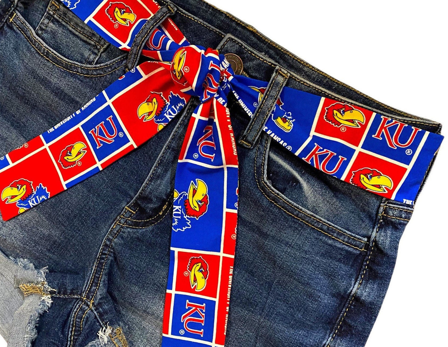 University of Kansas Sash Belt, Kansas Jayhawks Tailgate Outfit, KU Game Day Outfit, Kansas Game Day Clothes, KU Tailgate + More Colleges