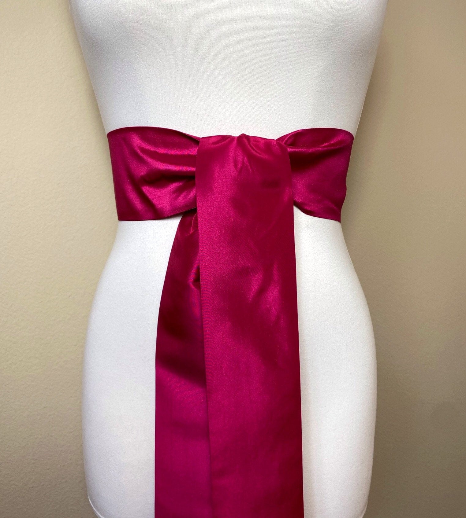 Crisp Taffeta Sash in Vivid Raspberry, Taffeta Bow Belt, Formal Dress Sash, Raspberry Pink Sash Belt, Satin Swank