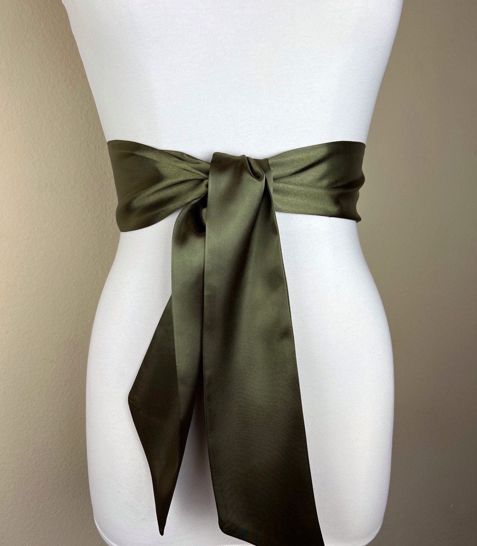 Army Green Satin Sash, Dark Olive Satin Sash, Olive Wedding Dress Sash, Army Green Sash Belt, Military Green Satin Sash, Satin Swank