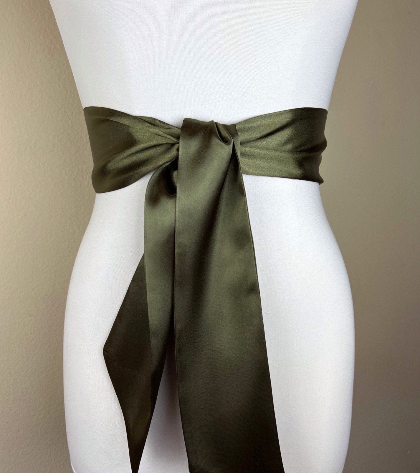 Army Green Satin Sash, Dark Olive Satin Sash, Olive Wedding Dress Sash, Army Green Sash Belt, Military Green Satin Sash, Satin Swank