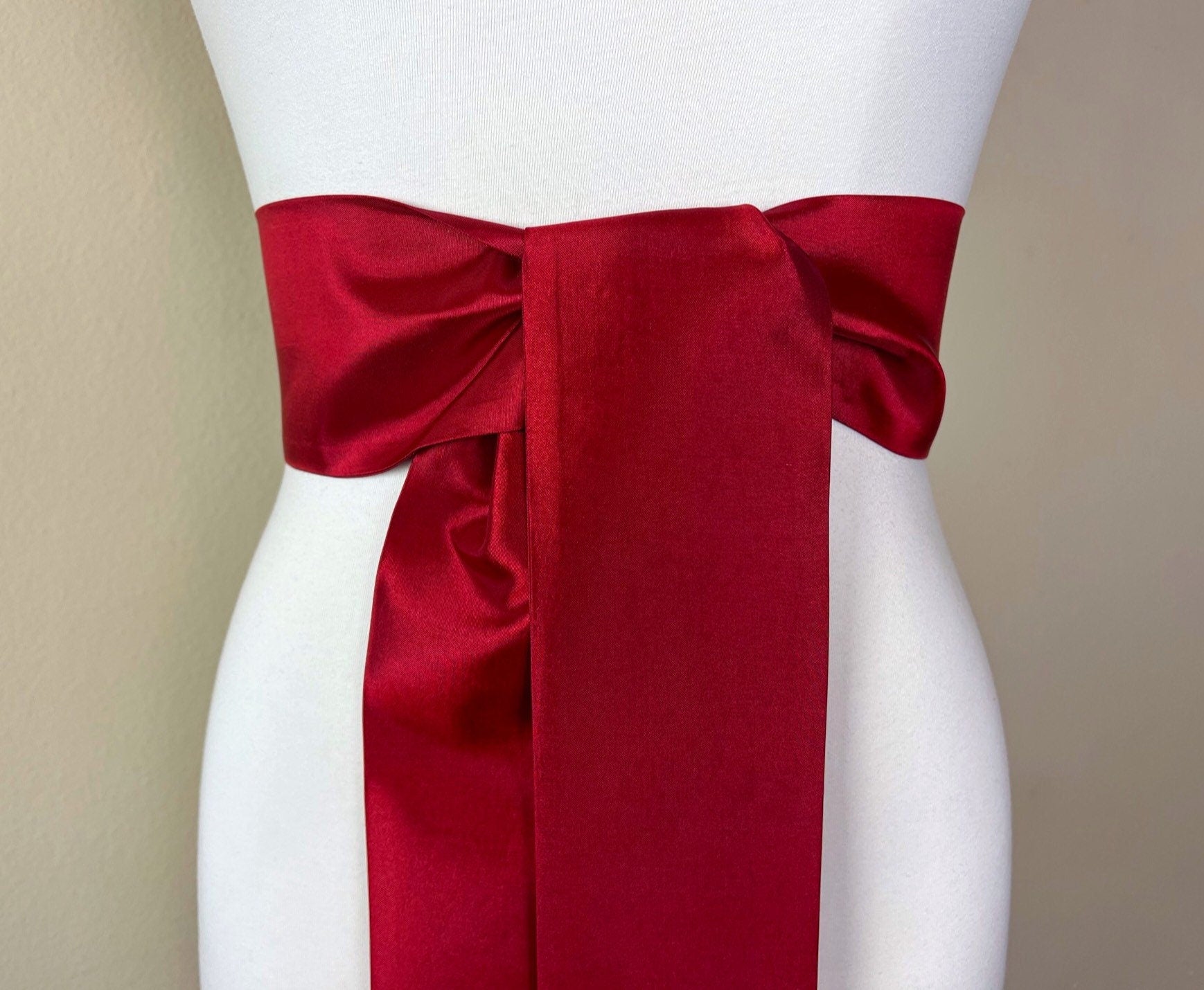 Crisp Taffeta Sash in Cherry Red, Deep Red Taffeta Sash Belt, Dark Red Dress Sash, Cherry Red Sash Belt, Red Wedding Dress Sash, Satin Swank