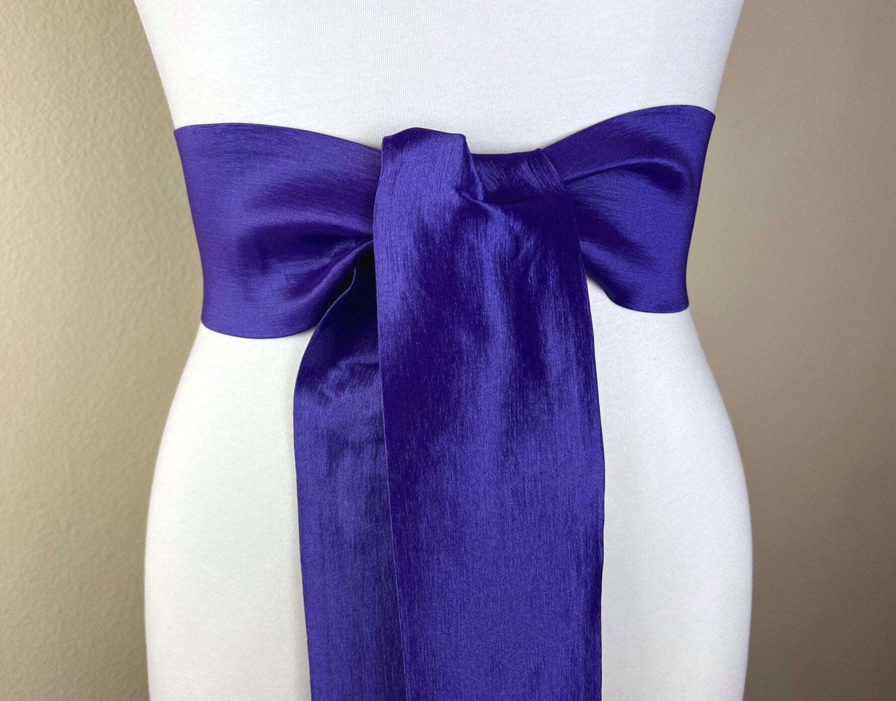 Crisp Taffeta Sash in Royal Purple, Purple Taffeta Sash Belt, Purple Dress Sash, Purple Sash Belt, Purple Wedding Sash, Satin Swank