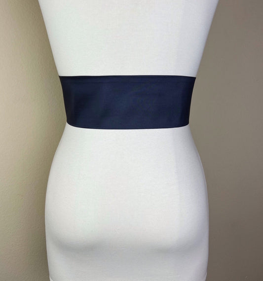 Crisp Taffeta Sash in Darkest Navy, Ink Navy Taffeta Bow Belt, Formal Navy Dress Sash, Taffeta Ball Gown Sash, Dark Navy Sash, Satin Swank