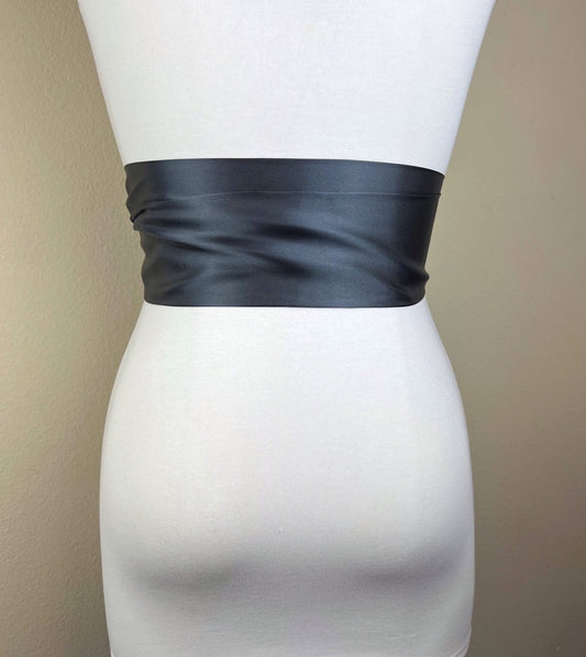 Charcoal Gray Sash, Dark Gray Satin Sash, Extra Long Sash, Formal Dress Sash, Satin Sash Belt, Bridesmaid Wedding Dress Sash, Satin Swank