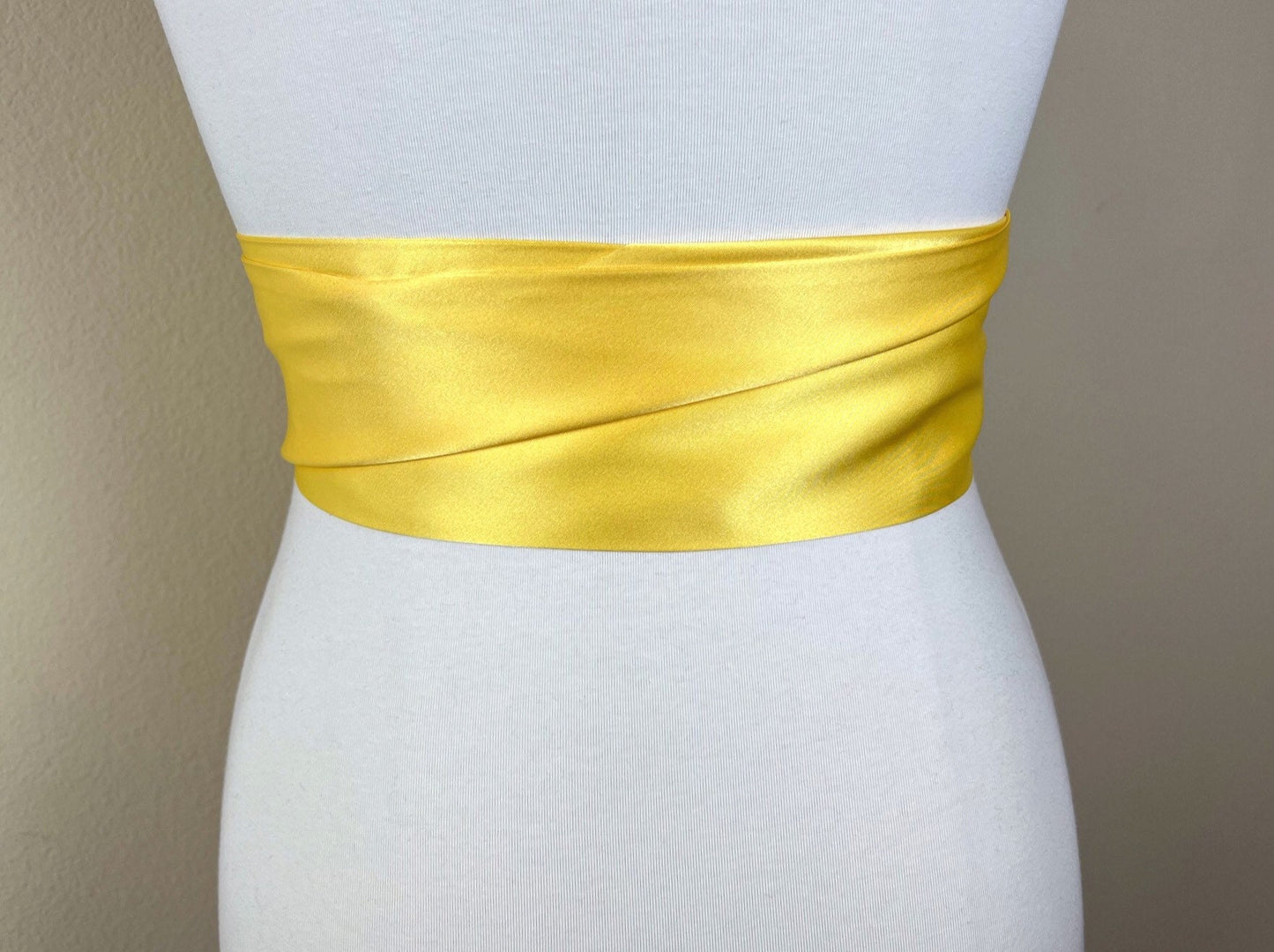Sunny Yellow Satin Sash, Extra Long Yellow Sash, Wide Yellow Dress Sash, Yellow Belt, Yellow Bridesmaid, Wedding Dress Sash, Satin Swank