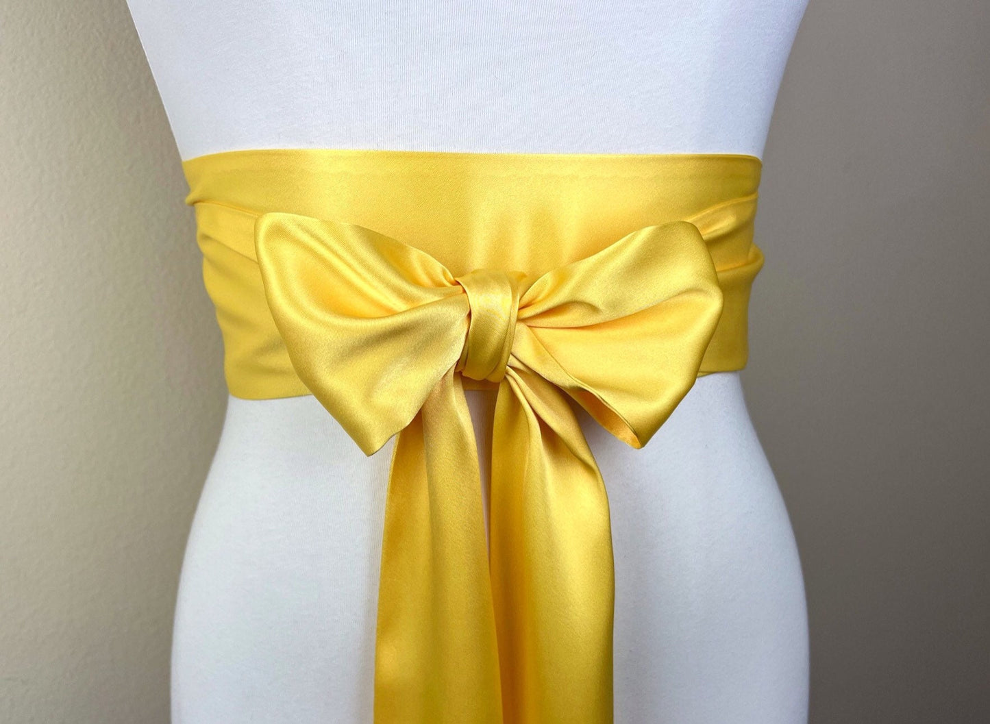 Sunny Yellow Satin Sash, Extra Long Yellow Sash, Wide Yellow Dress Sash, Yellow Belt, Yellow Bridesmaid, Wedding Dress Sash, Satin Swank