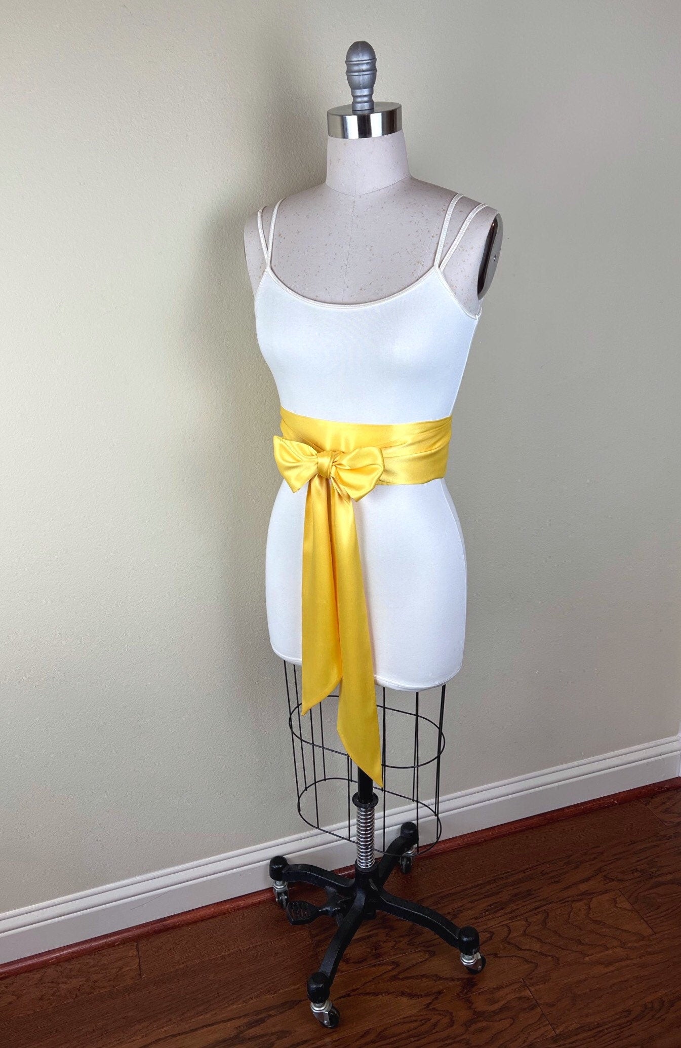 Sunny Yellow Satin Sash, Extra Long Yellow Sash, Wide Yellow Dress Sash, Yellow Belt, Yellow Bridesmaid, Wedding Dress Sash, Satin Swank