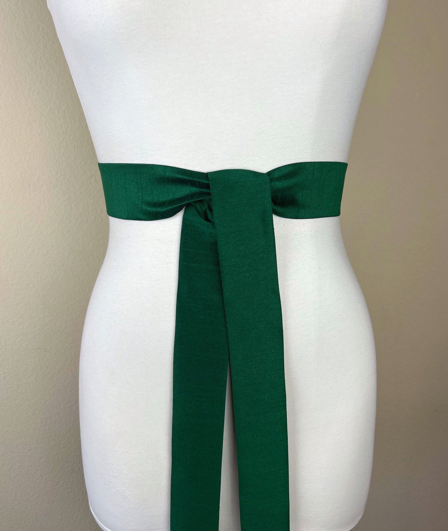 Narrow Textured Alpine Green Sash, Dark Green Dupioni Sash Belt, Green Dress Sash, Dupioni Belt, Green Wedding, Cocktail Dress, Satin Swank