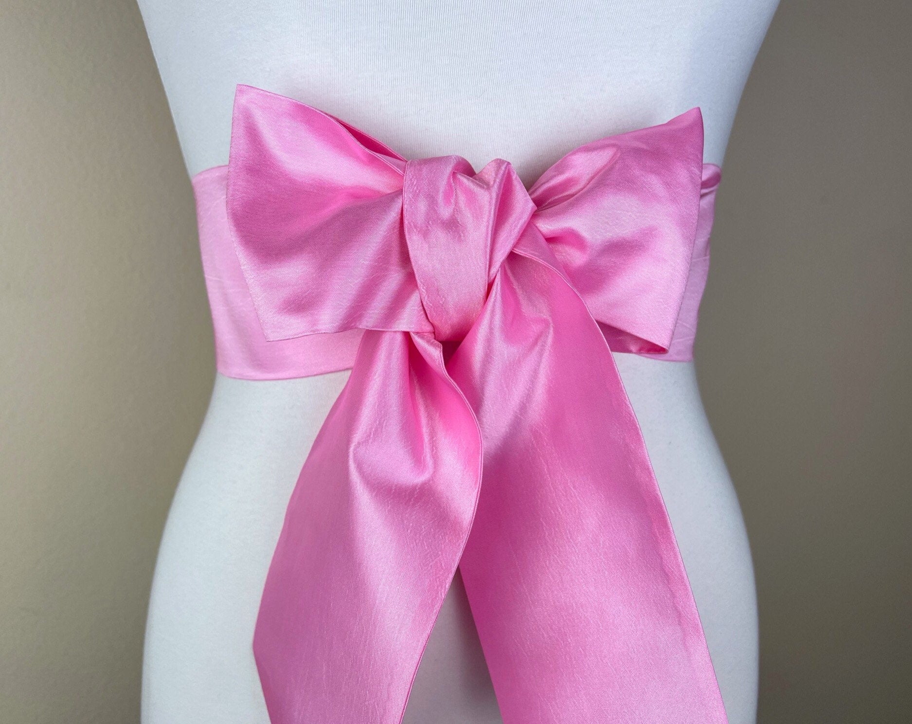 Crisp Taffeta Sash in Candy Pink, Taffeta Bow Belt, Pink Taffeta Sash, Barbie Pink Sash, Candy Pink Sash Belt, Taffeta Belt, Satin Swank