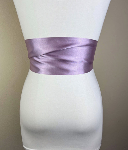 Lilac Sash, Lilac Satin Sash, Dusty Lavender Sash, Bridesmaid or Wedding Dress Sash, Lavender Wedding Gown Sash, Long Wrap Sash, Satin Swank