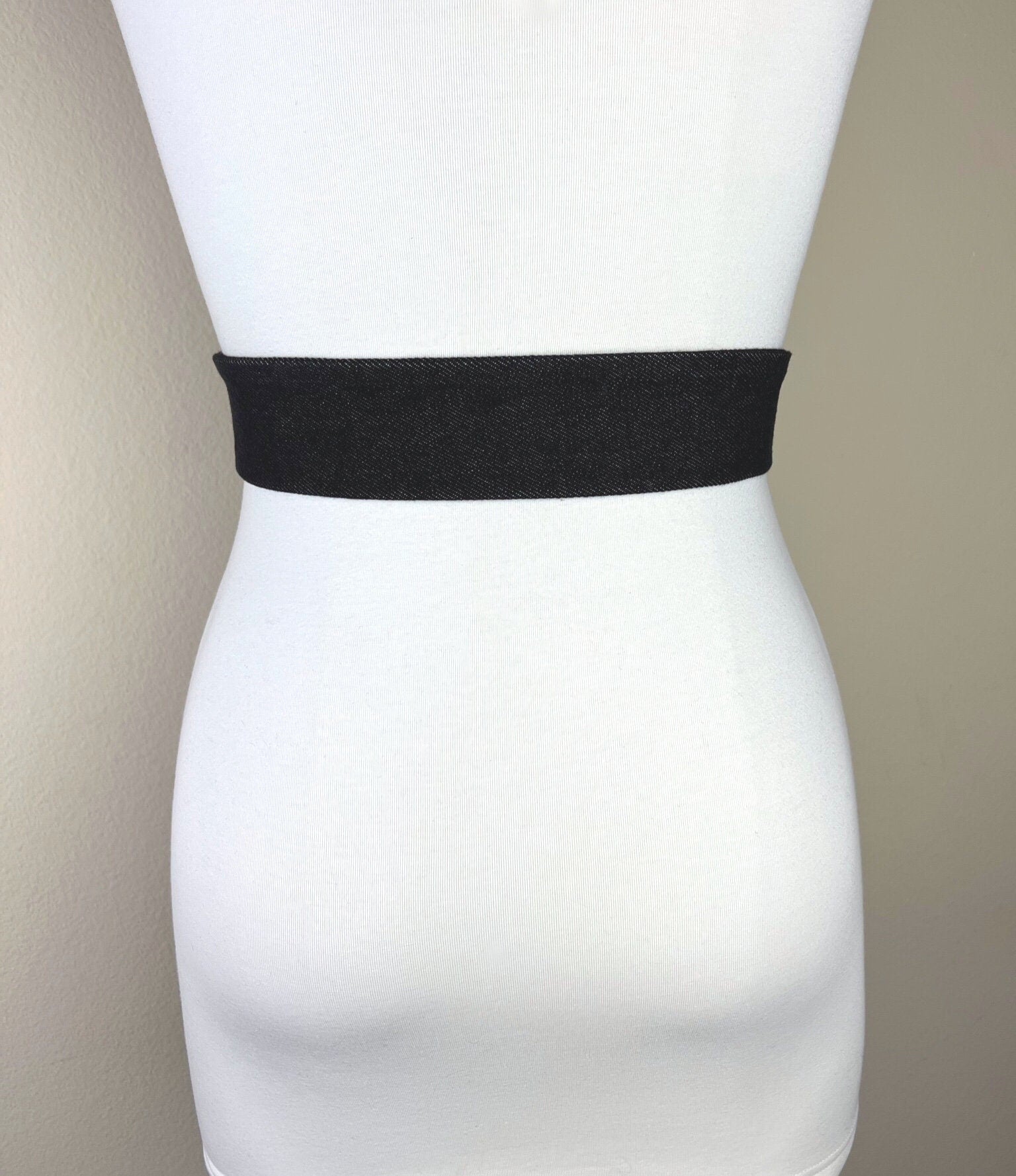 Narrow Black Denim Sash, Black Denim Belt, Black Wash Denim Accessories, Sash Belt, Dark Denim Belt, Black Pepper Denim Sash, Satin Swank