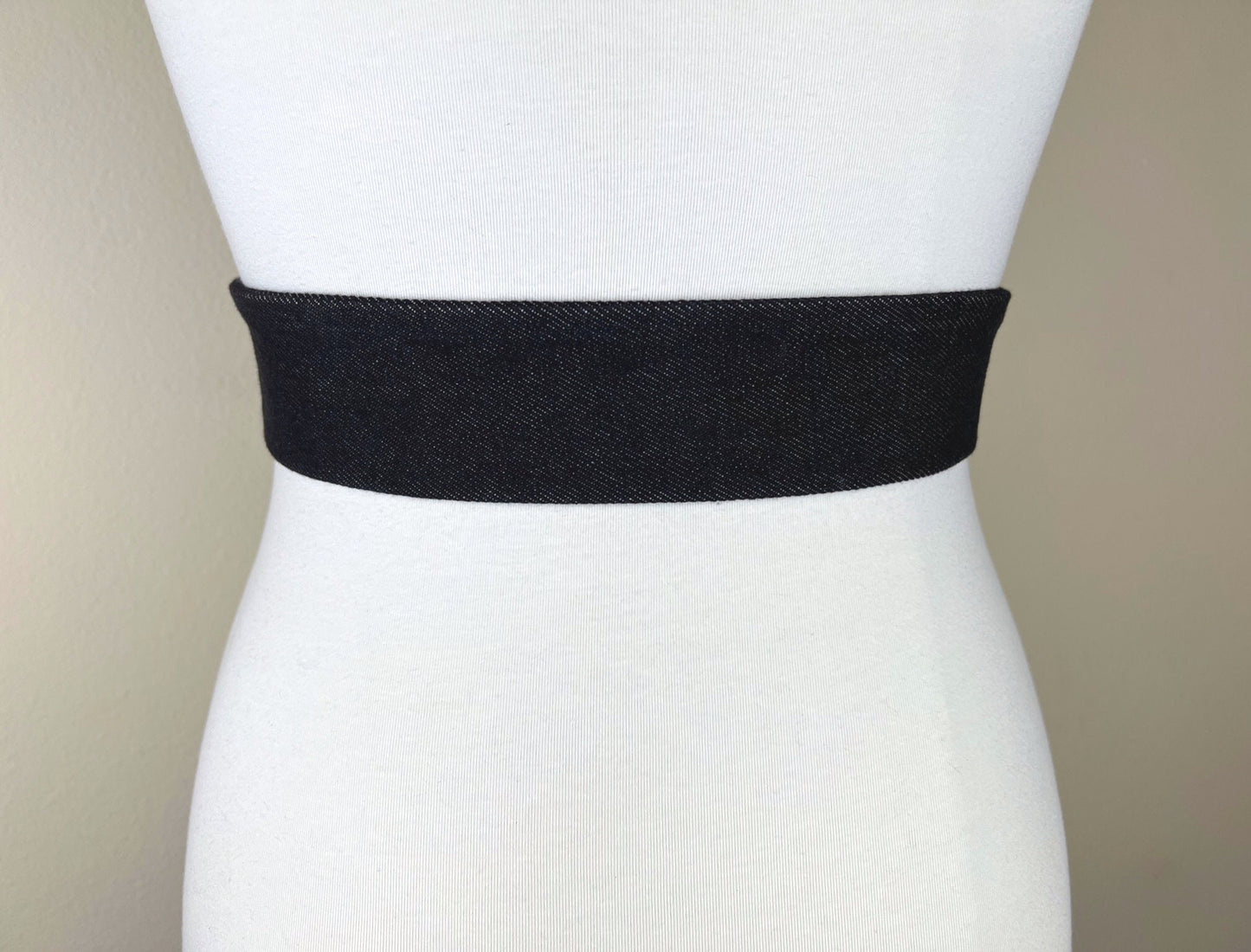 Narrow Black Denim Sash, Black Denim Belt, Black Wash Denim Accessories, Sash Belt, Dark Denim Belt, Black Pepper Denim Sash, Satin Swank