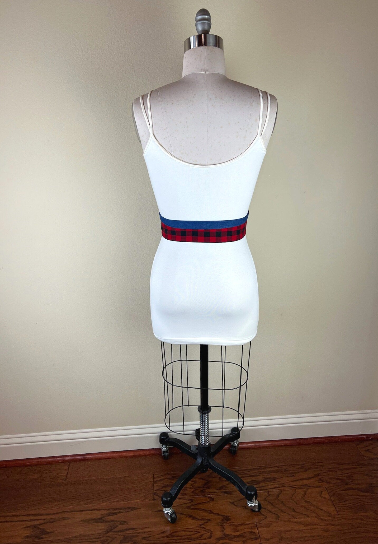 Buffalo Plaid & Denim Sash Belt, Red Black Plaid Belt, Buffalo Check Denim Sash Belt, Red Plaid Accessories, Buffalo Plaid Belt, Satin Swank