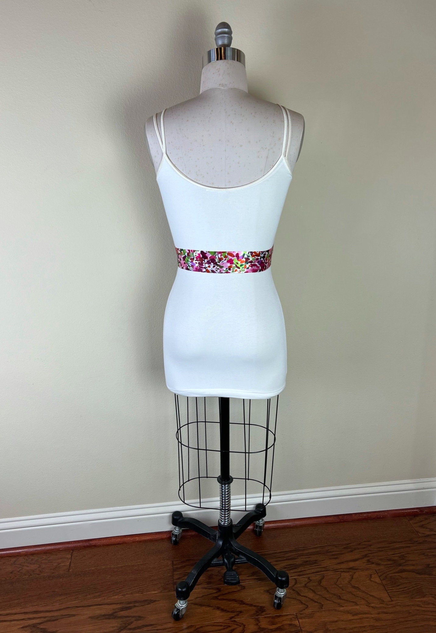 Narrow Multi Pink Print Sash, Pink Sash Belt, Watercolor Print Sash, Mixed Print Satin Waist Sash, Pink Print Sash, Satin Swank