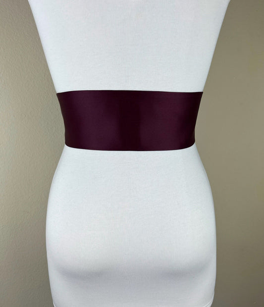 Wide Maroon Sash in Matte Satin, Maroon Sash Belt, Dark Burgundy Sash Belt, Matte Satin Sash, Dress Sash, Maroon Waist Sash, Satin Swank