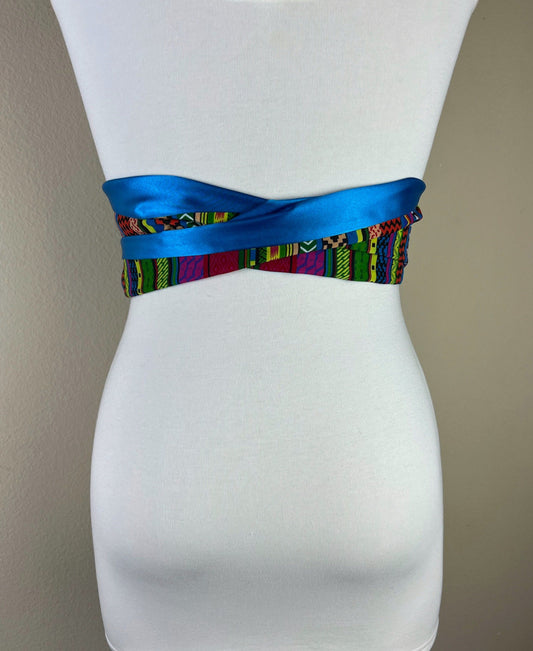 Fiesta Print Sash Belt, Fiesta Accessories, Cinco De Mayo Party, Colorful Sash Belt, Mexican Fiesta Dress, Fiesta Outfit, Satin Swank Sash