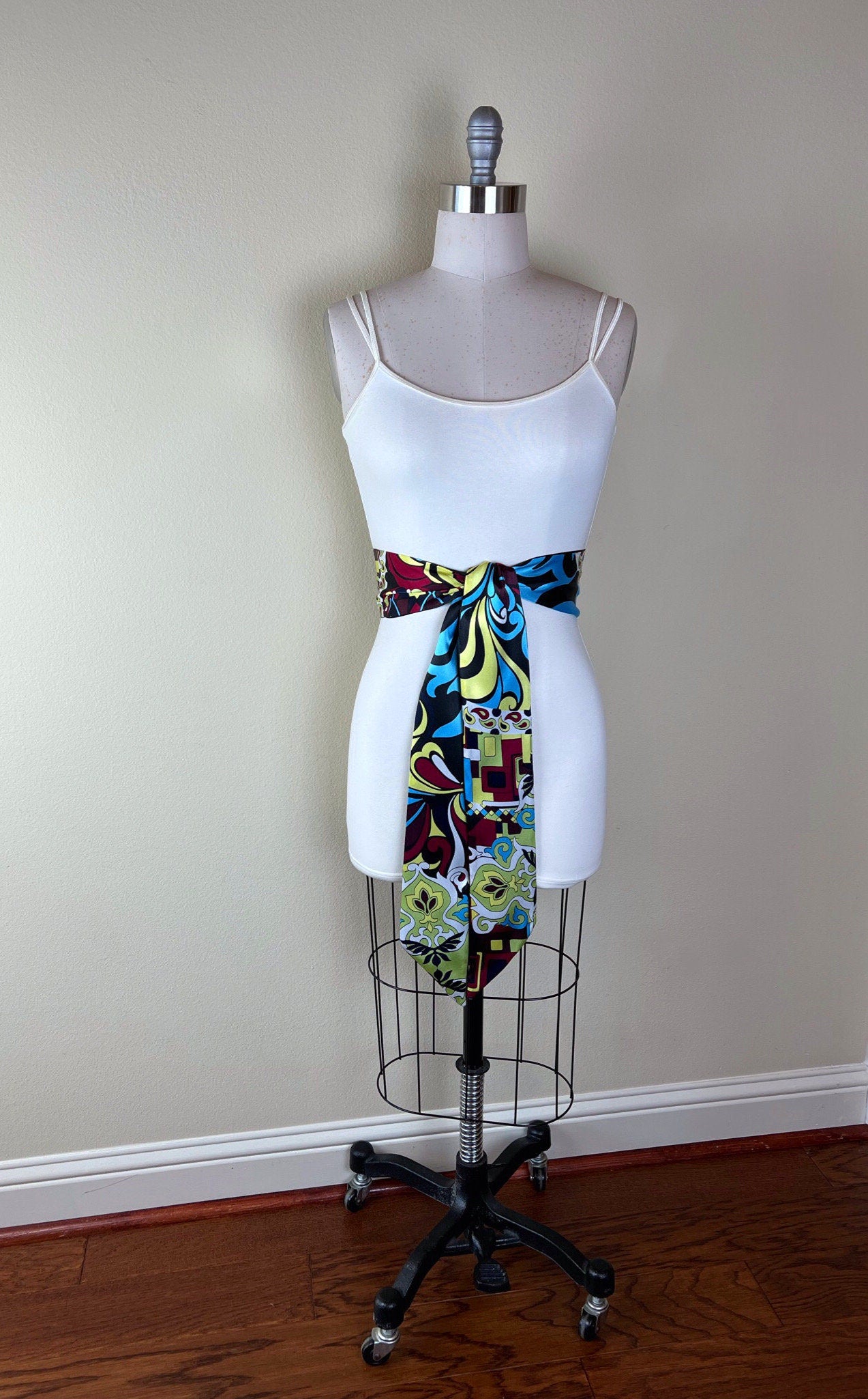 Pucci Inspired Sash Belt, Retro Accessories, 60s Style Pucci Print, Abstract Print Accessories, Psychedelic 60s, Boho Sash, Satin Swank