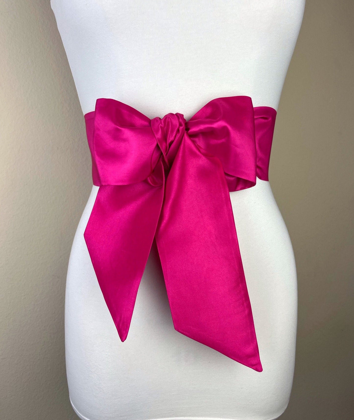 Shocking pink taffeta sash belt by Satin Swank