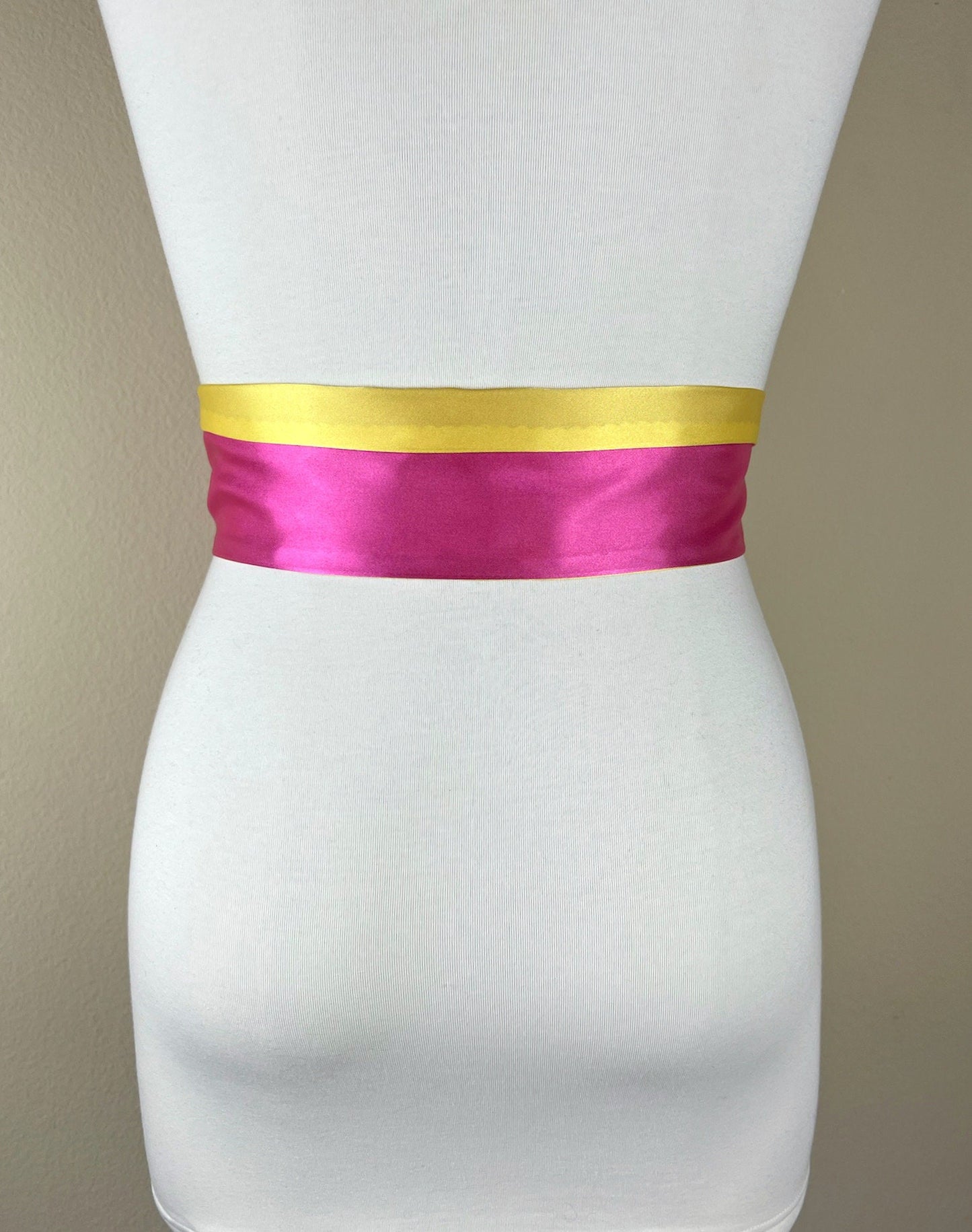 Color Block Pink & Yellow Satin Sash, Wide Yellow + Pink Sash Belt, Pink Satin Sash, Color Block Dress Sash, Yellow Satin Sash, Satin Swank