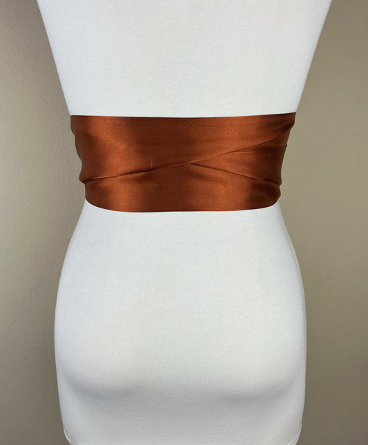 Wide Burnt Orange Sash Belt, Copper Satin Sash Belt, Burnt Orange Wedding Dress Sash, Rust Satin Sash, Burnt Orange Satin Sash, Satin Swank