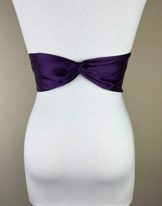 Plum Sash, Plum Satin Sash, Eggplant Sash, Deep Purple Sash Belt, Eggplant Satin Sash Belt, Obi Wrap, Wedding Sash, Bridal Sash, Satin Swank
