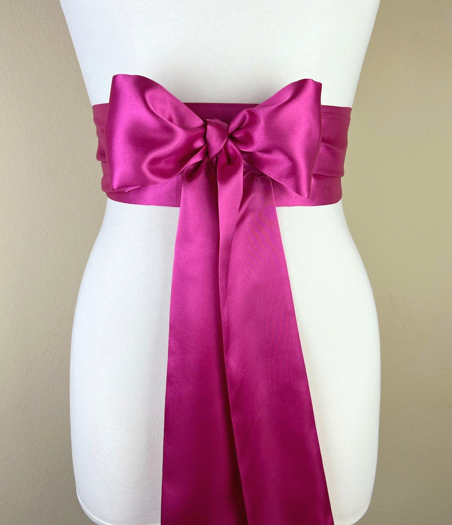 Hot Pink Satin Sash, Pink Sash Belt, Pink Bow Belt, Bright Pink Hot Pink Sash, Wedding Sash, Bridal Sash, Bridesmaid Dress Sash, Satin Swank